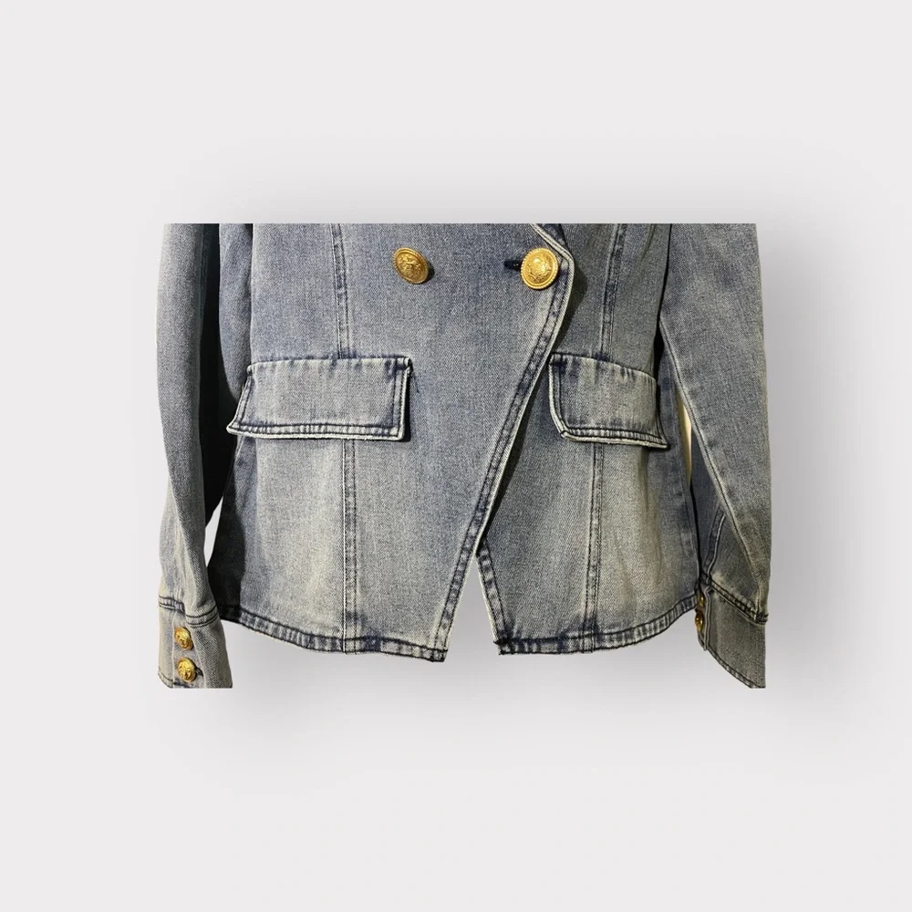 Dictionary Denim Blazer Jacket - Picture 4 of 12